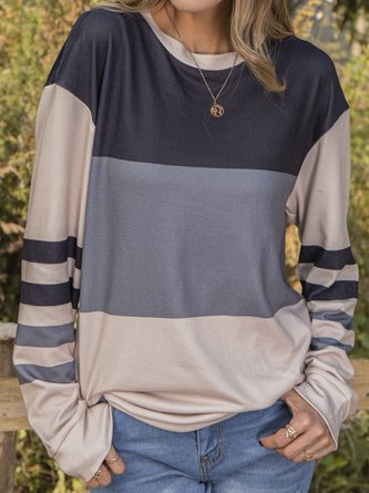 Knitted Vintage Striped Color-Block Light-Weight Sweater