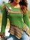 Casual Plain Crew Neck Shift Long Sleeve Vintage Knitted Sweater