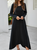 New solid color large skirt long sleeve dress