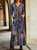 Casual Floral Print V Neck Long Sleeves Maxi Dress