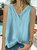 Loosen Solid V Neck Solid Simple Woven Tank