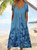 Gradient branches and leaves half open button pocket a hem long dress Plus Size