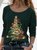 Casual Crew Neck Christmas Tree Top & T-shirt Female