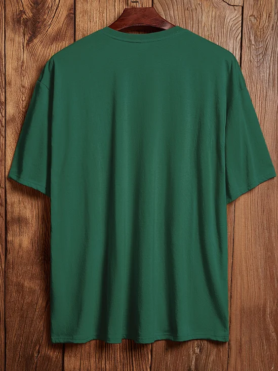 Simple Plain Cotton-Blend Loose T-Shirt