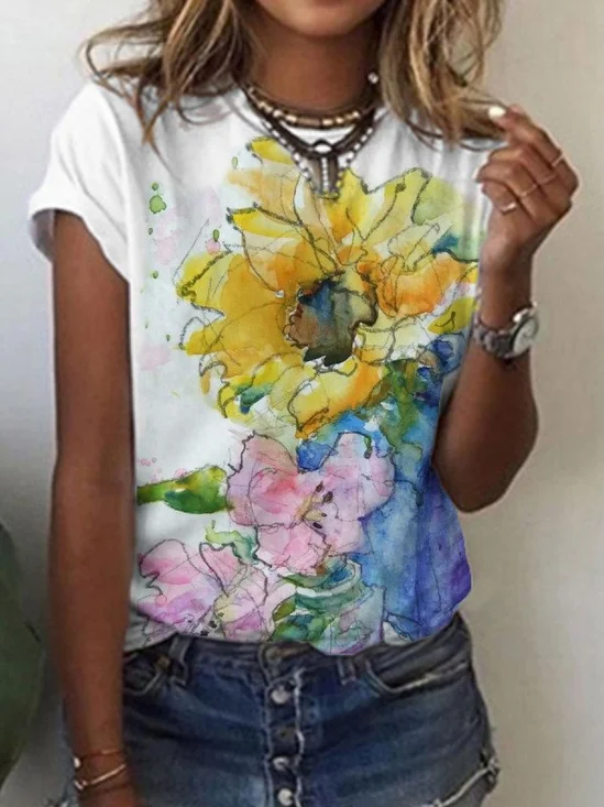 Floral Casual Short Sleeve T-shirt