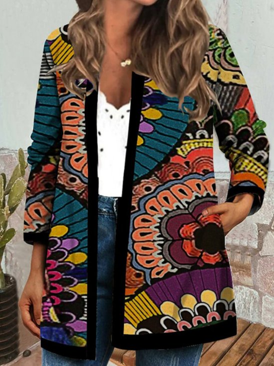 Printed knitted cardigan women's sweater