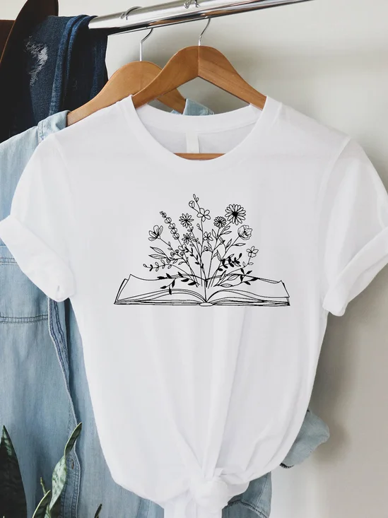 Wild Flower With Book Design T-shirt