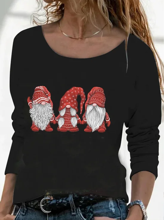 Crew Neck Casual  Loose Christmas T-Shirt