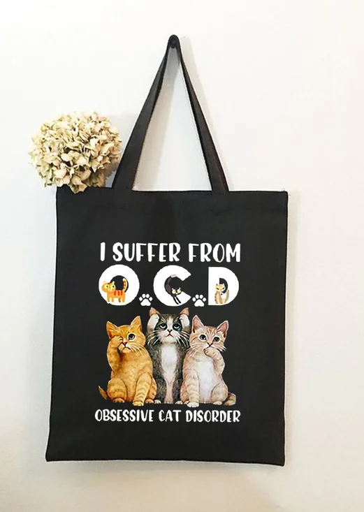 I Suffer From Ocd Obsessive Cat Disorder Animal Graphic Shopping Tote