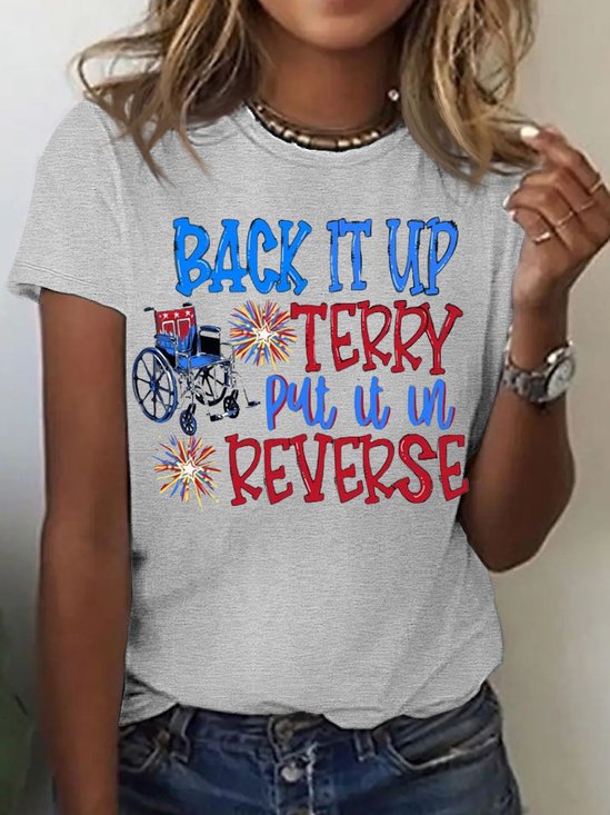 Women's Cotton Back It Up Terry Put in Reverse Fireworks Independence Day Patriotic T-Shirt