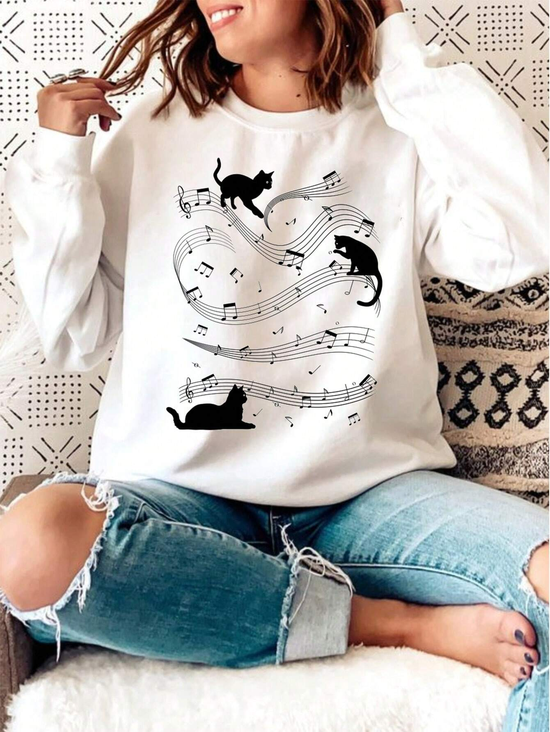 Cat Casual Loose Sweatshirt