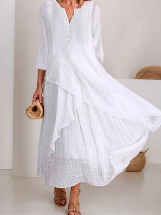 Simple Plain Linen Style Dress