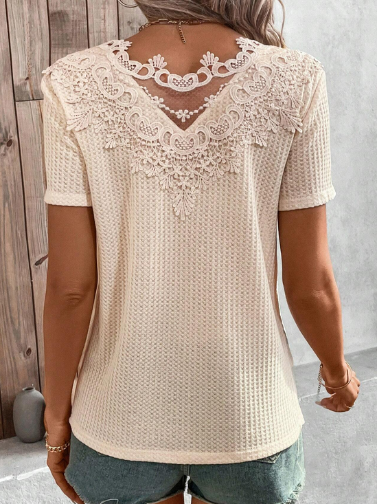 Plain Knitted Loose Casual T-Shirt