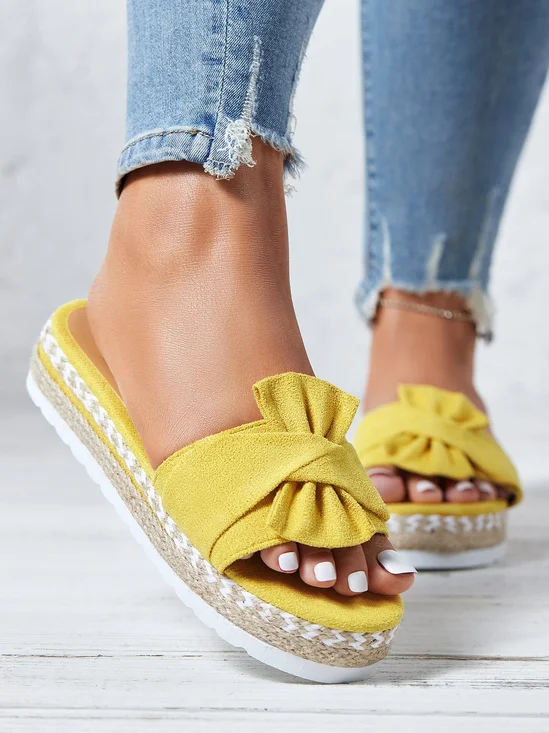 Vacation Bowknot Platform Slide Sandals