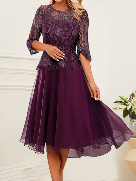 Plain Elegant Regular Fit Chiffon Dress