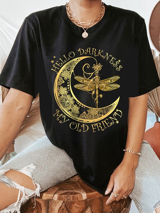 Hello Darkness My Old Friend Moon，Dragonfly Hippie T-Shirt