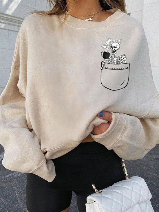 Pocket Skull Creative Pattern Design Sweatshirt