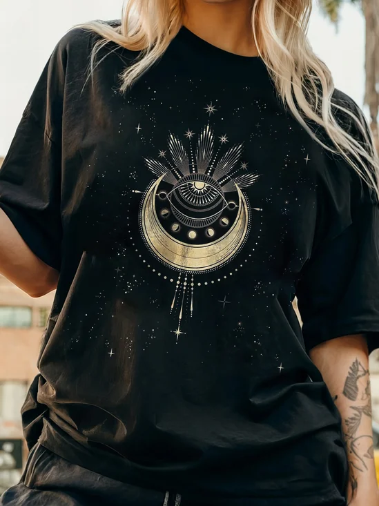 Evil Eye Moon Art Graphic Design T-Shirt