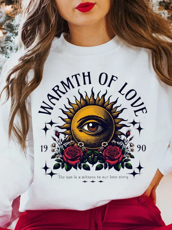 Warmth Of Love The Sun Is A Witness To Our Love Story Aztec Sun God Rose Cotton Sweatshirt