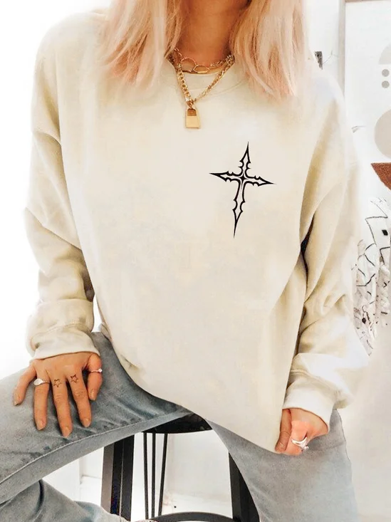 The Faith Cross Printed Cotton Sweatshirt