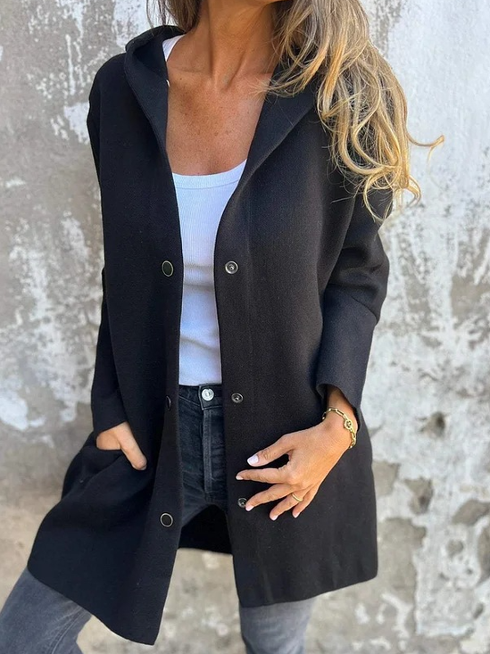 Women Plain Hoodie Long Sleeve Casual Spring/Fall Daily Jacket Outerwear