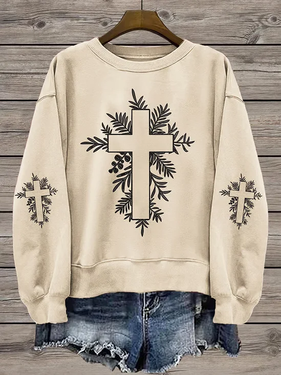 Women Floral Crew Neck Long Sleeve Casual Daily Spring/Fall Sweatshirt