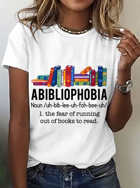 Women Text Letters Crew Neck Cotton Short Sleeve Casual Daily Summer T-shirt