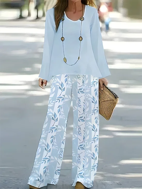 Women's Floral Spring Print Casual Two-Piece Suit