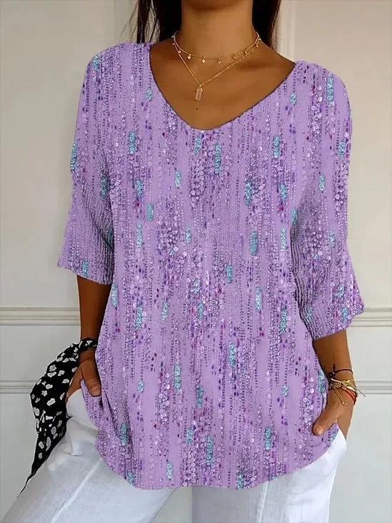 Women's Alzheimer's Disease Floral Print V-Neck T-Shirt