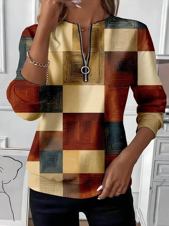 Women Abstract Crew Neck Long Sleeve Casual Daily Spring/Fall Sweatshirt