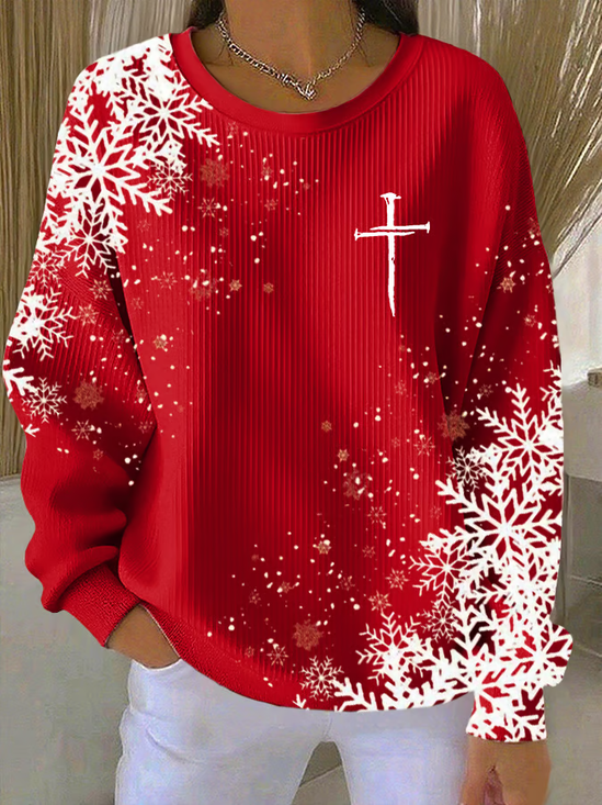 Women Christmas Crew Neck Long Sleeve Casual Holiday Spring/Fall Sweatshirt