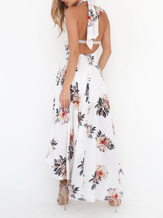 white floral halter dress