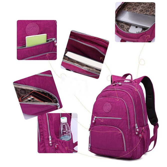 Outdoor Travel Waterproof Nylon Casual Multi Pockets Backpack anniecloth