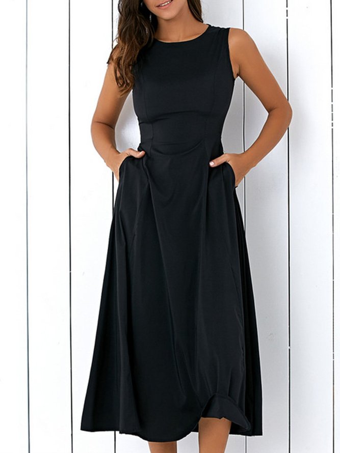 black cotton sleeveless dress