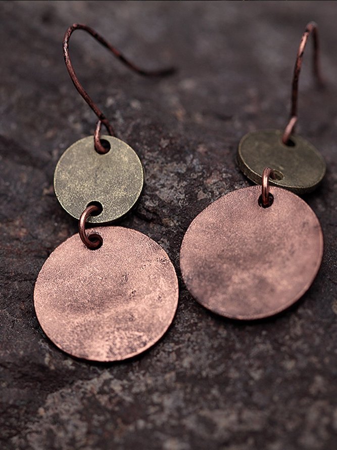 Womens Vintage Alloy Round Earrings