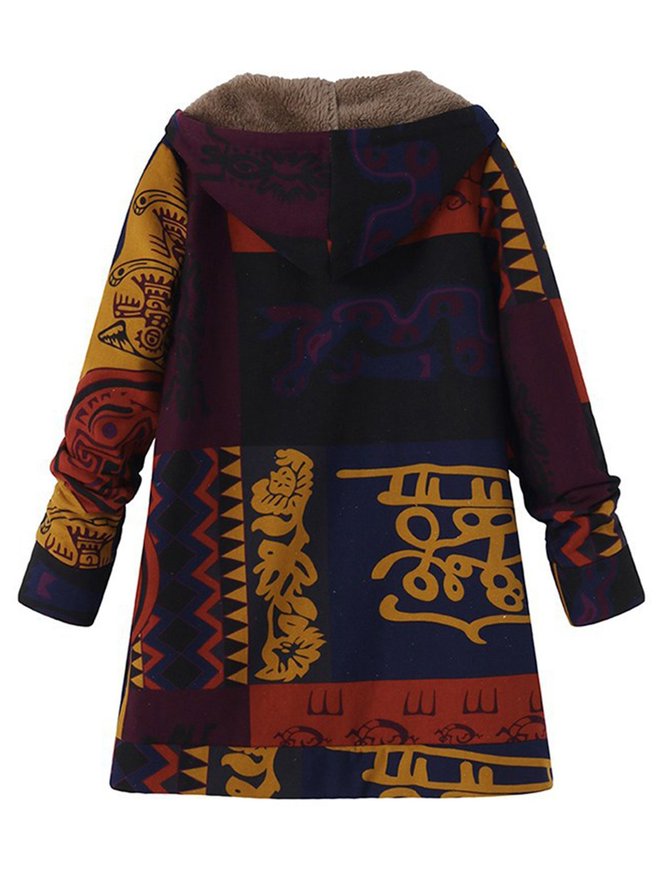 Fleece-lined Abstract Hoodie Winter Coat