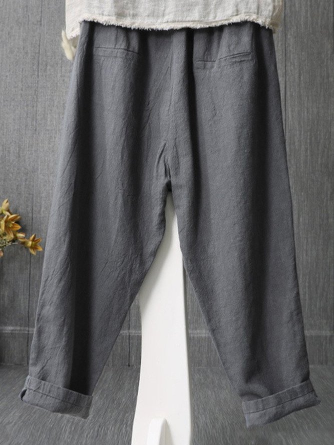 Casual Cotton Pockets Pants