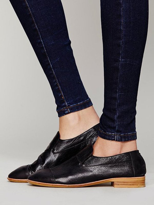 Solid Slip On Loafers Casual Low Heel Loafers