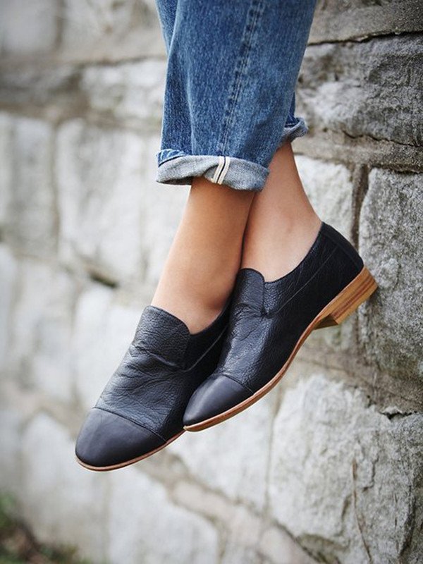 Solid Slip On Loafers Casual Low Heel Loafers