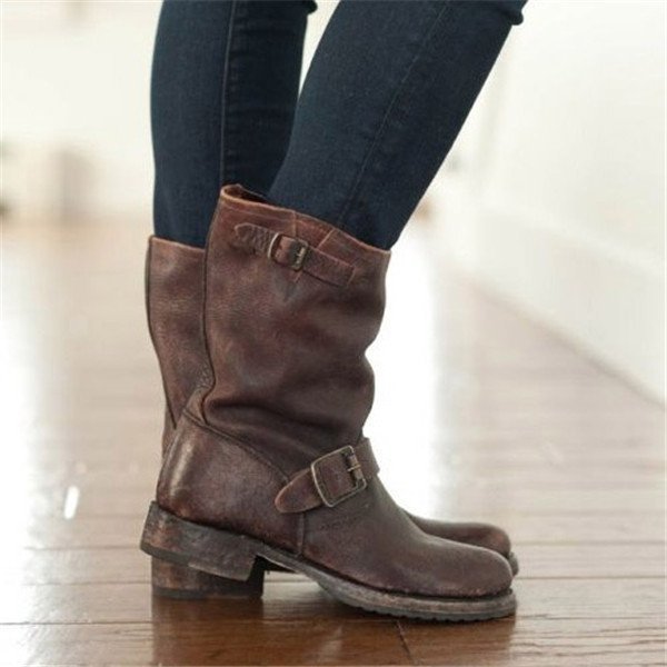 Plus Size Adjustable Buckle Ankle Boots 