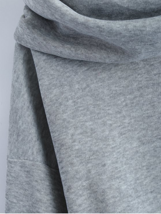 Gray Cowl Neck Simple Sweatshirt