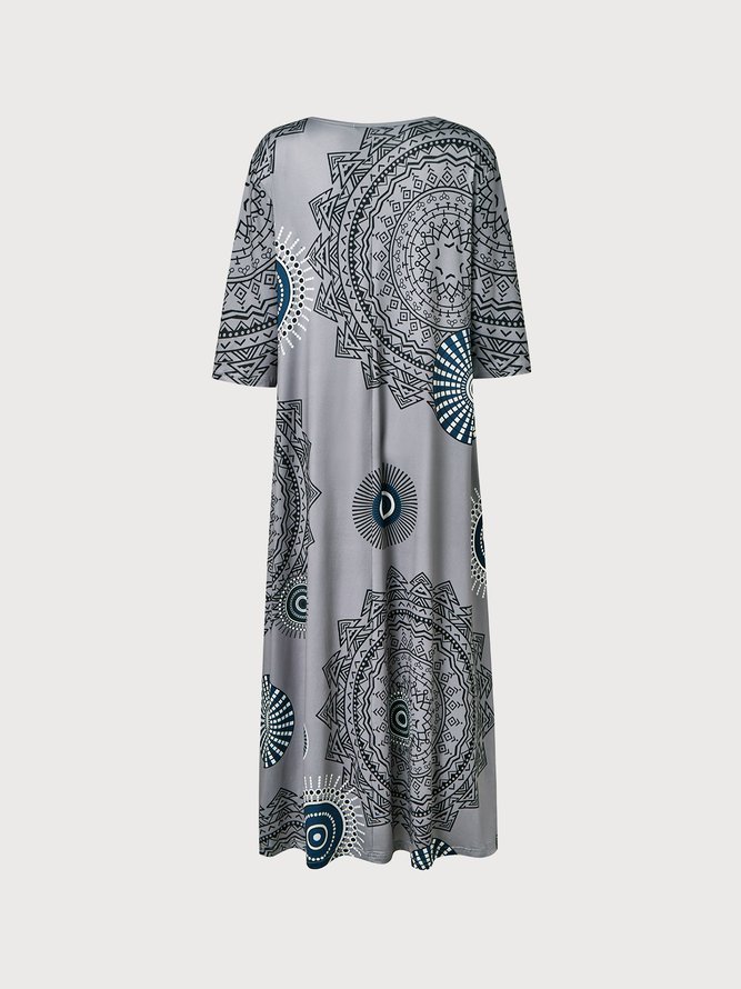 Cotton-Blend Loose Ethnic Dresses