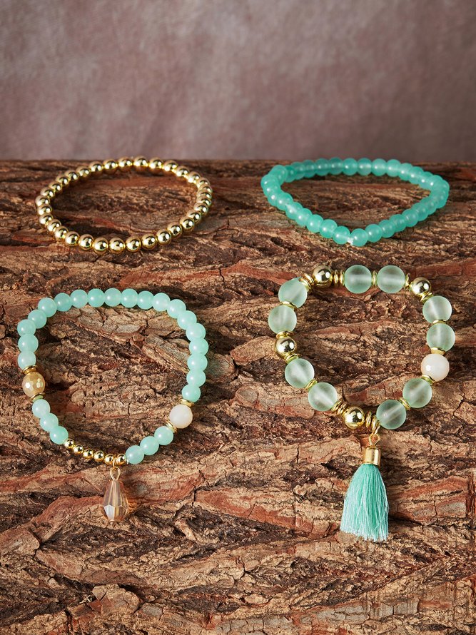 Boho Vintage Beaded Layered Bracelet Beach Vacation Ethnic Jewelry