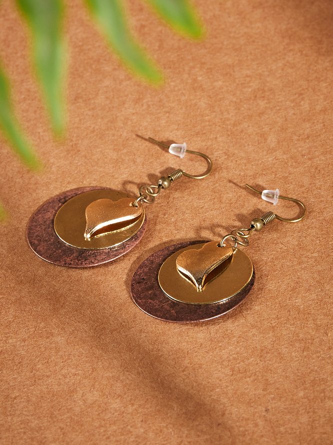Retro Embossed Love Multi-Layered Old Earrings Female Casual Daily Jewelry