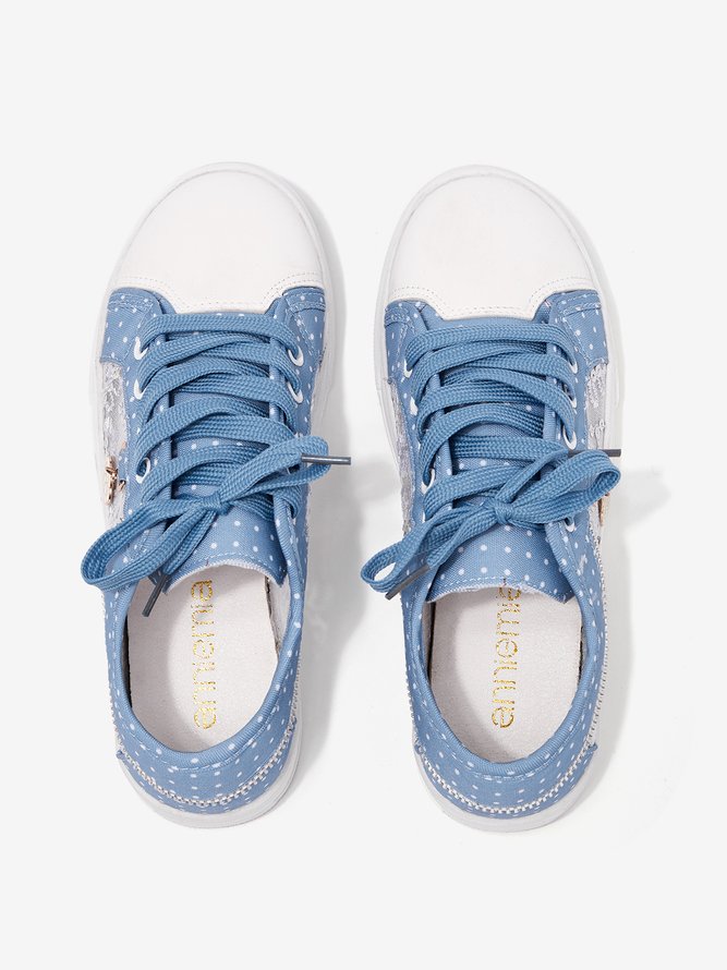 Denim Blue Lace Stitching Personalized Canvas Shoes