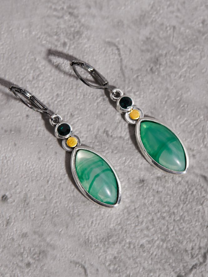 Casual Green Jade Diamond Earrings Urban Commuting Women's Jewelry