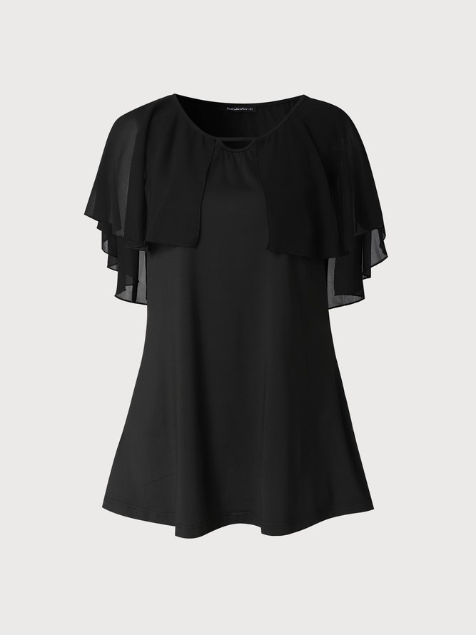 Regular Fit Casual Round Neck Short Sleeve Tops
