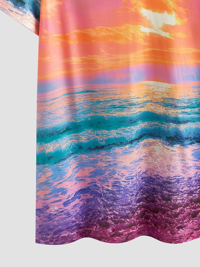 Beautiful Ocean Graphic Printed V-Neck T-Shirt