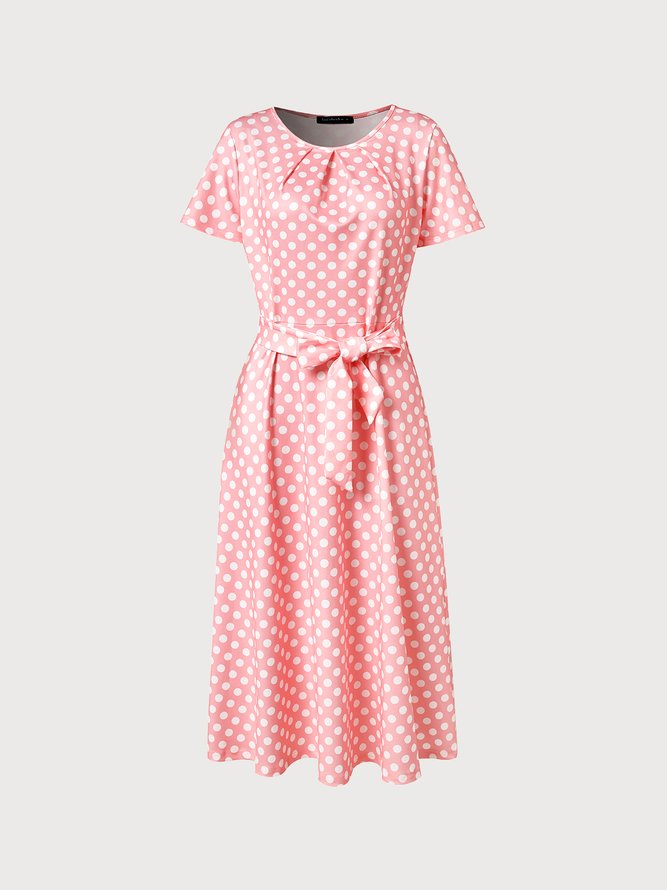 Polka Dots Short Sleeve Knit Dress