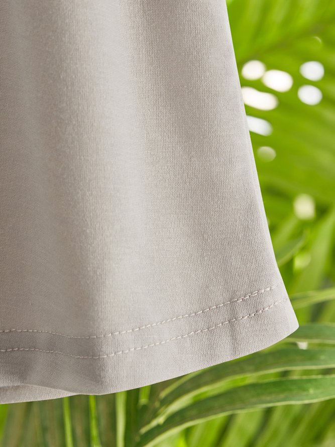 Gray Shawl Collar Cotton-Blend Long Sleeve Tops